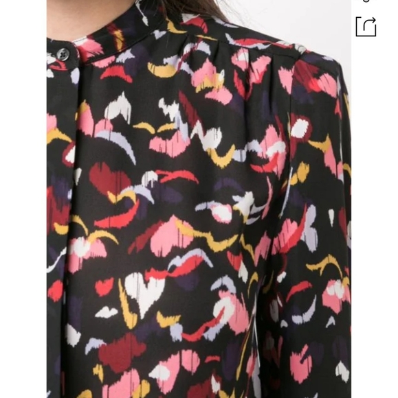 ❤️100% SILK OWENS SILK BLOUSE BLACK PINK HEARTS - Picture 5 of 6